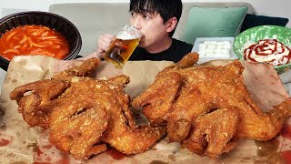 치맥의 계절! 바삭한 옛날통닭과 얼음처럼 차가운 맥주🍺🍗(Ft.매콤떡볶이) 혼술먹방 Crispy Fried chicken MUKBANG ASMR EATINGSHOW