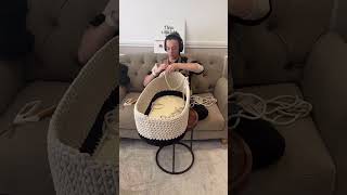 Black and Beige Crochet Moses Basket #crochet #crochetmosesbasket #crocheting