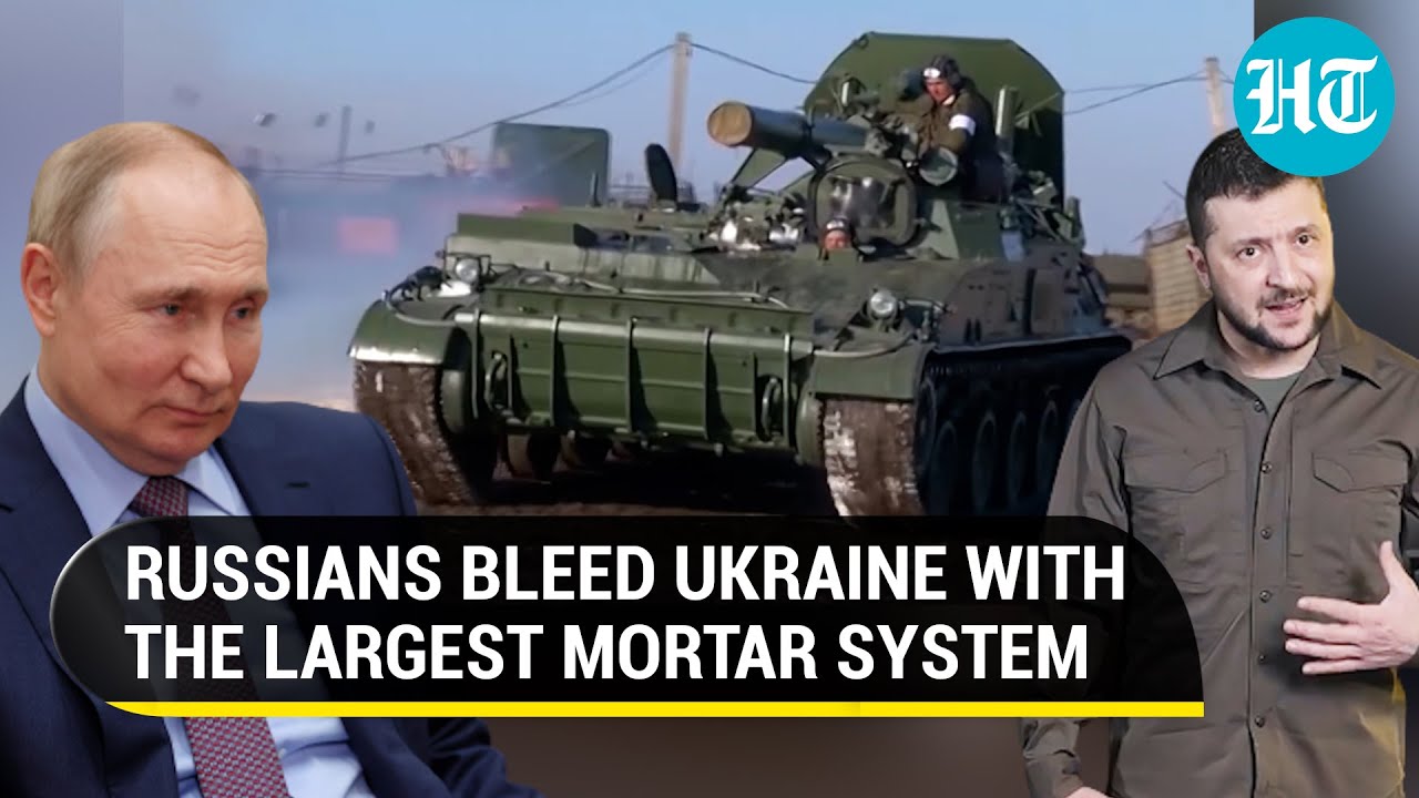 Russian Mega Mortar 2S4 Tyulpan Smashes Ukraine Strongholds