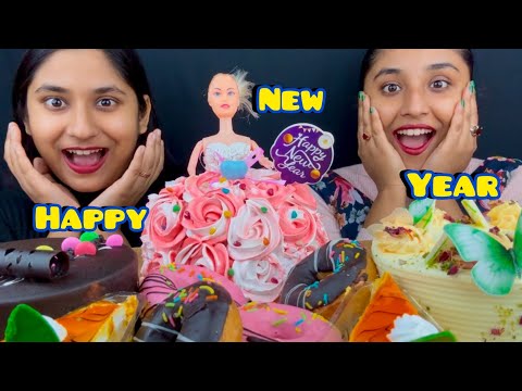 New Year Special Red Velvet Doll Cake🎎,Chocolate & kesar Badam Cake with Donut 🍩 & Pastry 🍰