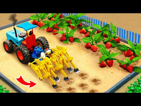 DIY Mini Tractor equiped Automatic Plowing Machine | Planting and Havesting Strawberry Farm