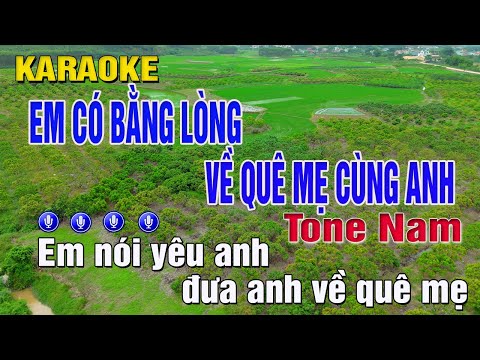 KARAOKE Em Có Bằng Lòng Về Quê Mẹ Cùng Anh Tone Nam (Am) Beat Chuẩn | Trung Hiếu Karaoke