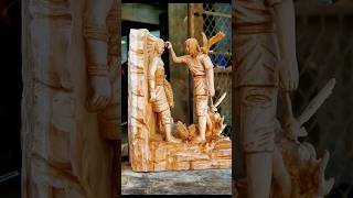 I carved Sasuke vs Itachi from a piece of Wood #itachi #sasuke #narutoart #woodcarving #animeart