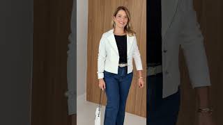 Vídeo adicional 5 do item Blazer Grace - Branco - Alfaiataria Sofisticada com Detalhe de Pesponto Contrastante