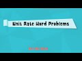 Unit Rate Problem Solving Techniques