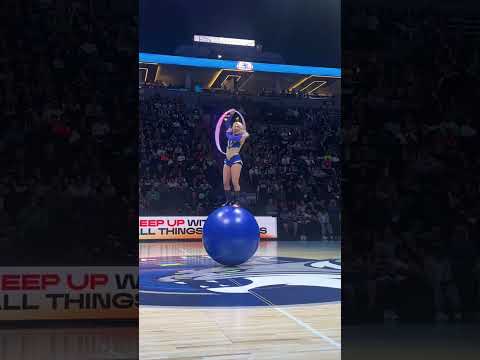 Don’t fall off! My WNBA Playoffs Halftime Show | Circus Ball & Hula Hoops #shorts #circus #hoops