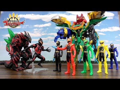人形劇【ナンバーワン戦隊ゴジュウジャー】ゴジュウジャーの５人が一つに合体!!テガソードが奇跡の５体合体だ!!
