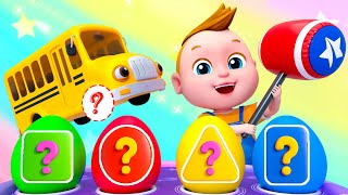 Wheels on The Bus Song | Learn Colors with SURPRISE EGGS | Super Sumo Nursery Rhymes & Kids Songs