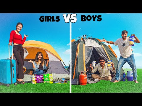 Girls Team vs Boys Team 😁- Overnight Survive Challenge In Camping Tent - अब आएगा असली मजा