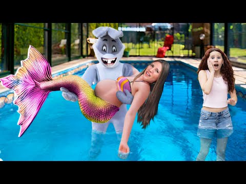 🧜‍♀️ A sereia grávida na piscina foi capturada pelo coelho malvado 🐰 Valentina