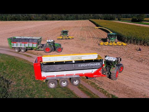 Mais 2024 : 2X John Deere 9500i & 8600i | Hartmuth Henn | Pöttinger | Fendt | Maisernte | Harvest 4K