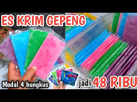 4 BUNGKUS POP ICE JADI 48 RIBU | RESEP ES KRIM GEPENG LEMBUT DAN ENAK