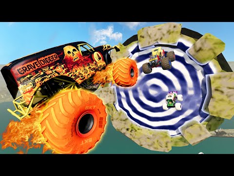 Big & Small MONSTER TRUCKS vs Portal Trap | BeamNG