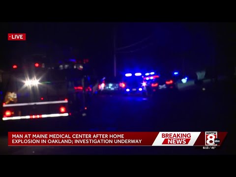 YouTube video thumbnail: Man Hospitalized After Explosion Levels Home in Oakland, Maine