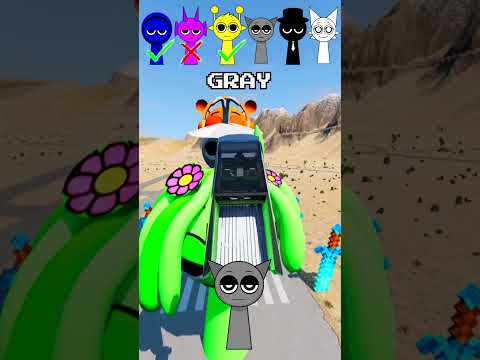 Incredibox Sprunki Car Jump Challenge For Jevin, Durple, Simon and Friends π€£β#short #beamngdrive