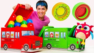 🦉 El búho Hop Hop juega con camiones y pelotas de colores 🚚⚽🌈