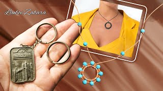 СТИЛЬНОЕ УКРАШЕНИЕ из колечка от брелка. Красивый КУЛОН в ЭТНО СТИЛЕ