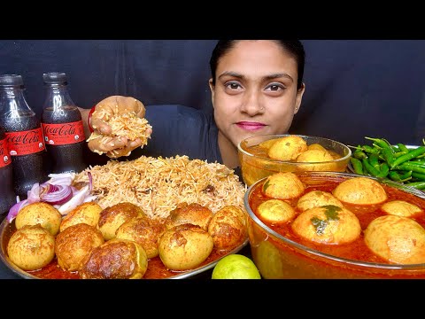 Eating Spicy 25 Egg Curry With Pulao Chilli Coke | Egg Curry  Mukbang