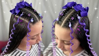 Peinado para niñas 💜🦄 con trenzas y extensiones 😍👌🏻