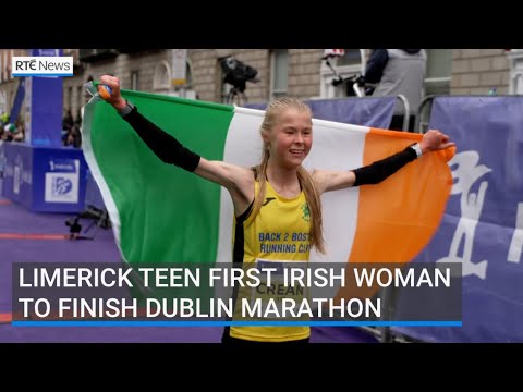 YouTube video thumbnail: Limerick Teenager First Irish Woman to Cross Dublin Marathon Finish Line