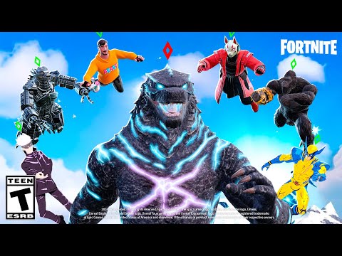 40 CAÇADORES vs GODZILLA MITICO GIGANTE no Fortnite!