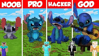 Stitch Statue Build Battle Challenge - Noob vs Pro vs Hacker vs God - Minecraft Animation