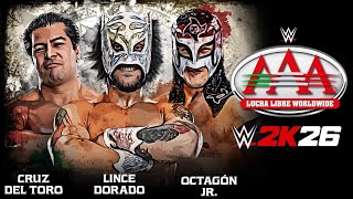 WWE 2K26: Cruz del Toro Vs. Lince Dorado Vs. Octagón Jr. | Lucha Libre AAA