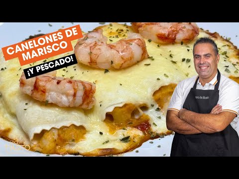 PRIMER PLATO PARA NAVIDAD Canelones de pescado y marisco