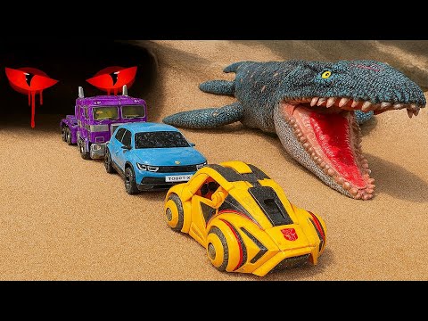 *Help* Giant TRANSFORMERS vs Mosasaurus: Bumblebee Revenge Dinosaur Tobot Robot Battle in Cave Movie