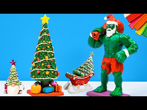 DIY Santa Claus mod superhero Hulk with clay | Merry christmas - Noel - Xmas | Polymer Clay Tutorial