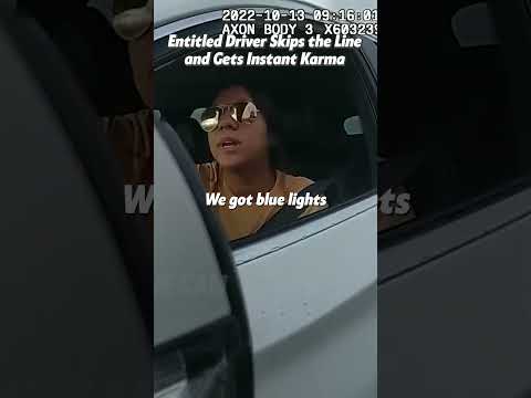 Entitled Driver Skips the Line and Gets InstantKarma part 1. Full clip on: Crime Scene Cam