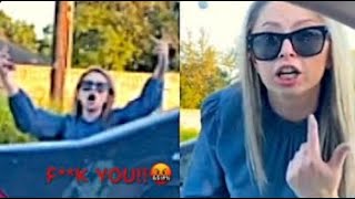 Road Raging KAREN Blocking Truck Driver Gets INSTANT KARMA