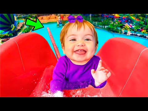 MINHA FILHA HAILEY foi no TOBOGÃ do PARQUE AQUÁTICO e MAIS AVENTURAS na ÁGUA! *Aprendendo a nadar