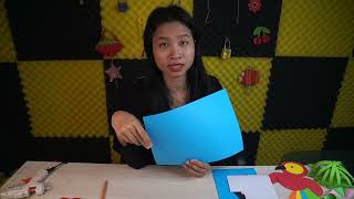 Hướng dẫn chi tiết cách làm một chiếc quạt cầm tay hình chú cá mập bằng giấy thủ công siêu đáng yêu