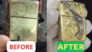 DIY, hand engrave Arabesque patterns on Zippo ligh