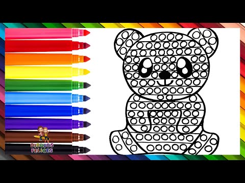 Dibuja y Colorea Un Osito De Peluche POP IT 🧸🔴🟠🟡🟢🔵🟣🌈 Dibujos Para Niños