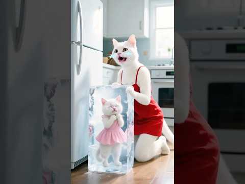 القطه البيضا قفلت باب التلاجه على بنتها بالغلط شوف حصل ايه 😱😭