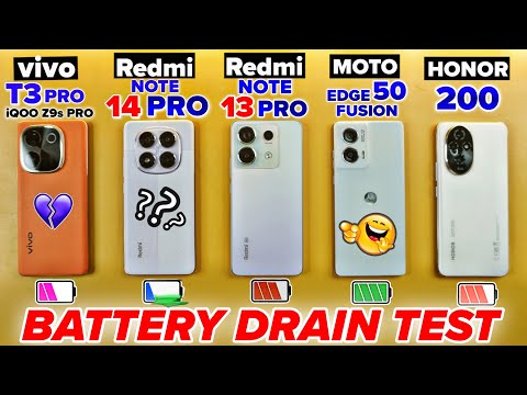 Redmi Note 14 Pro vs Note 13 Pro vs Moto Edge 50 Fusion vs vivo T3 Pro vs Honor 200 - Battery Drain