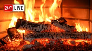 Relaxing Fireplace with Burning Logs and Crackling Fire Sounds   (LIVE 24/7)