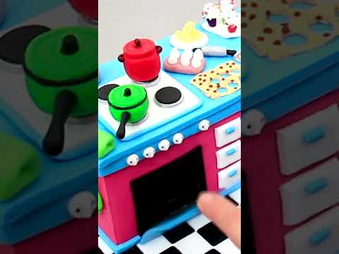 Making a Kitchen Cake with Miniatures #shorts  #cake  #food  #cute  #miniatures  #kitchen