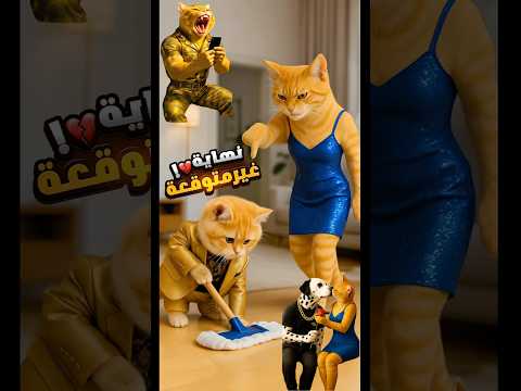 🐱القط مياو.. مرات أبوه خلّته خدام وخانت أبوه!بس النهاية كانت مفاجأة😱🔥#shorts #cats #ai