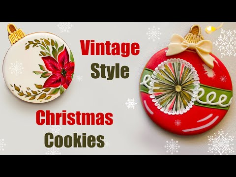 Vintage Style Christmas Royal Icing Cookies.