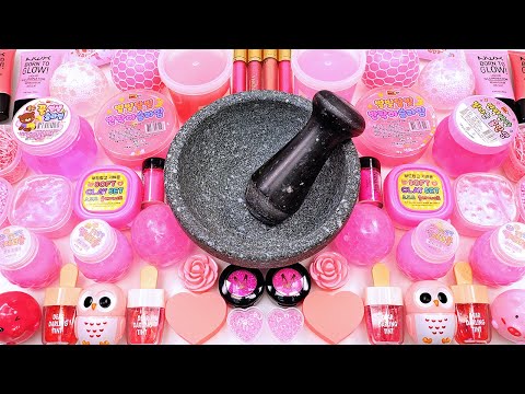 How to make Rainbow Pink Slime with Orbeez Makeup Cosmetics Satisfying Video Mixing Random Things