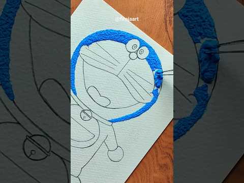 Doraemon tissue art 💙/ painting using tissue paper 😱#shorts