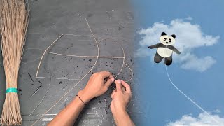 CARA MEMBUAT LAYANGAN PANDA MINI DARI LIDI