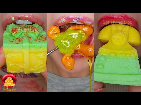 Satisfying ASMR Mouth Sounds YELLOW 💛 GREEN 💚Food Mukbang 먹방