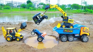 CNG Auto Rickshaw Sonalika 750 Tractor Dump Truck Accident Pulling Jcb 3dx Plus Tata Dumper ? CS Toy