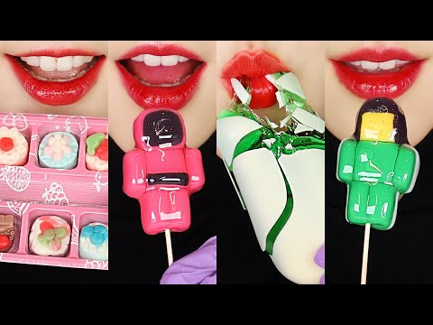30MINUTES EMOJI EATING ASMR SQUID GAME FOOD, ICE PLANT ASMR , WAX CANDY MUKBANG ASMR 🙆