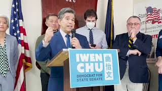 Former Councilman Vincent Gentile supports Iwen Chu for State Senate at Iwen’s Campaign Kickoff.