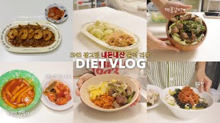 SNS 광고에 계속 뜨는👩🏻‍💻 다이어트 제품들 사서 먹어보는 다이어트 의지 뿜뿜UP📈 브이로그 | 290kcal짜장면/돼지안심구이/뉴진면떡볶이/닭양쌈/곤약볶음밥 | 간헐적단식